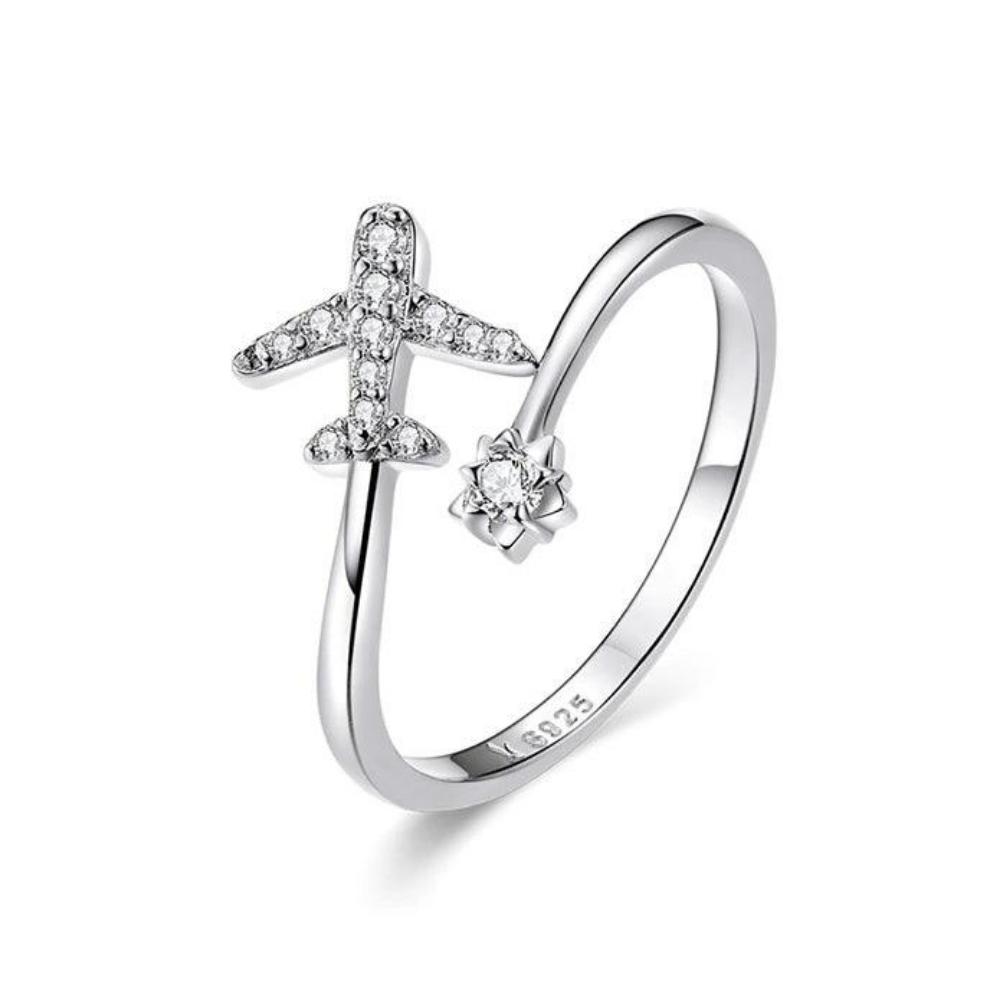 Airplane Ring – Adjustable Travel Ring in 18K Gold Plated Steel
