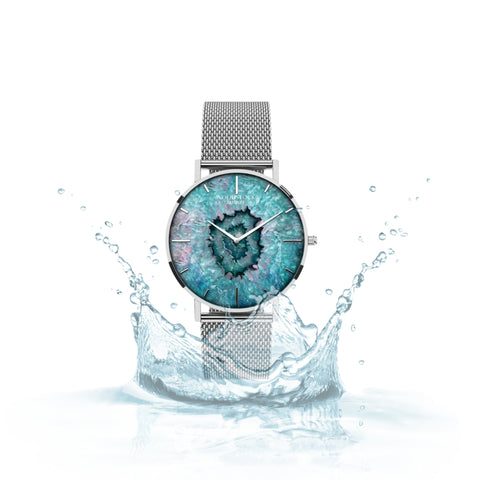 Waterproof Unisex Watch 3D Mineral Effect 36mm Steel Marmoris