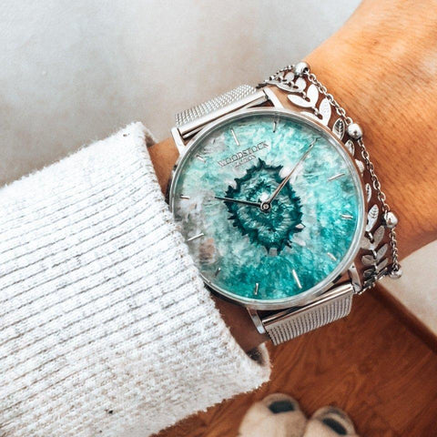 Waterproof Unisex Watch 3D Mineral Effect 36mm Steel Marmoris