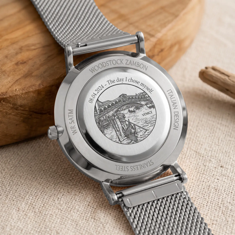 Waterproof Unisex Watch 3D Mineral Effect 36mm Steel Marmoris